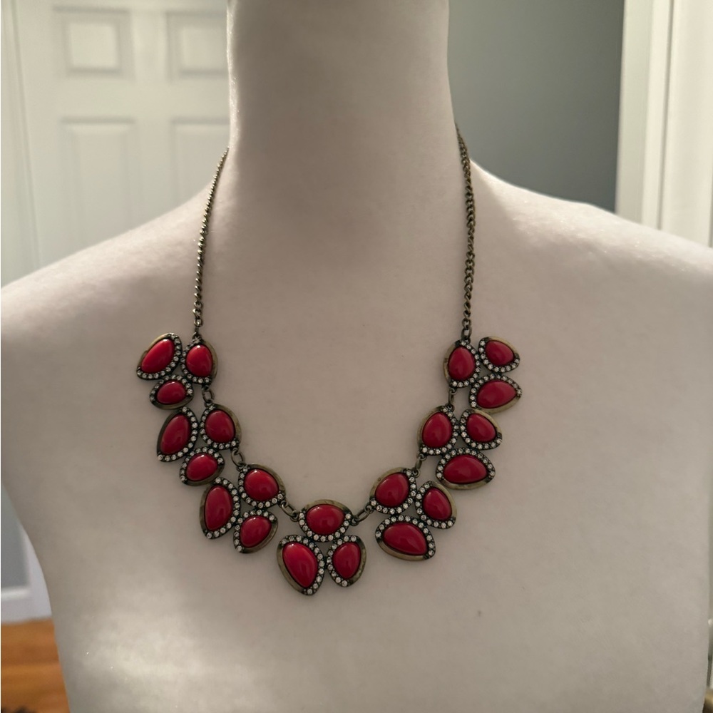 J. Crew Vibrant Red Teardrop Necklace